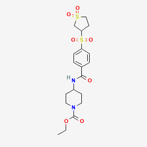 molecular formula C19H26N2O7S2 B15173346 Ethyl 4-[({4-[(1,1-dioxidotetrahydrothiophen-3-yl)sulfonyl]phenyl}carbonyl)amino]piperidine-1-carboxylate 