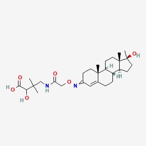 molecular formula C28H44N2O6 B15173533 2-hydroxy-4-[[2-[[(8R,9S,10R,13S,14S,17S)-17-hydroxy-10,13,17-trimethyl-2,6,7,8,9,11,12,14,15,16-decahydro-1H-cyclopenta[a]phenanthren-3-ylidene]amino]oxyacetyl]amino]-3,3-dimethylbutanoic acid 