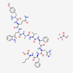 molecular formula C65H80F3N13O14 B15173555 H-D-Tyr-Gln-Trp-Ala-Val-Unk-His-Phe-Nle-OH.TFA 
