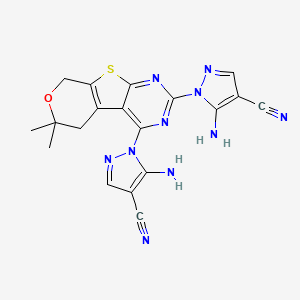molecular formula C19H16N10OS B15173562 C19H16N10OS 