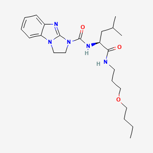 molecular formula C23H35N5O3 B15173637 N-{(2S)-1-[(3-butoxypropyl)amino]-4-methyl-1-oxopentan-2-yl}-2,3-dihydro-1H-imidazo[1,2-a]benzimidazole-1-carboxamide 