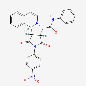 molecular formula C27H20N4O5 B15173743 (1S,11S,12R,16S)-14-(4-nitrophenyl)-13,15-dioxo-N-phenyl-10,14-diazatetracyclo[8.6.0.02,7.012,16]hexadeca-2,4,6,8-tetraene-11-carboxamide 
