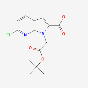 molecular formula C15H17ClN2O4 B15174483 1H-Pyrrolo[2,3-b]pyridine-1-acetic acid, 6-chloro-2-(methoxycarbonyl)-, 1,1-dimethylethyl ester CAS No. 1140512-61-3