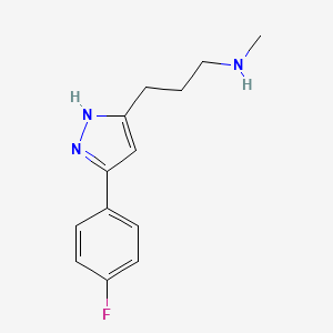 molecular formula C13H16FN3 B1517451 {3-[3-(4-氟苯基)-1H-吡唑-5-基]丙基}(甲基)胺 CAS No. 1192579-89-7