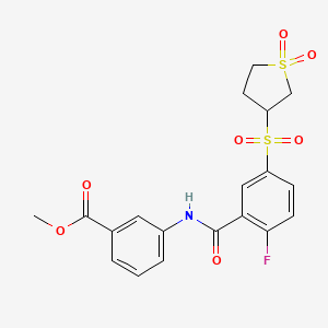 molecular formula C19H18FNO7S2 B15174518 Methyl 3-[({5-[(1,1-dioxidotetrahydrothiophen-3-yl)sulfonyl]-2-fluorophenyl}carbonyl)amino]benzoate 