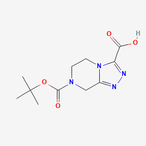 molecular formula C11H16N4O4 B1517453 7-(tert-Butoxycarbonyl)-5,6,7,8-tetrahydro-[1,2,4]triazolo[4,3-a]pyrazine-3-carboxylic acid CAS No. 1053656-19-1