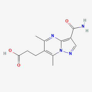 3-{3-Carbamoyl-5,7-dimethylpyrazolo[1,5-a]pyrimidin-6-yl}propanoic acid