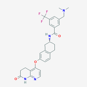molecular formula C29H29F3N4O3 B15174697 Benzamide,3-[(dimethylamino)methyl]-N-[(2R)-1,2,3,4-tetrahydro-7-[(5,6,7,8-tetrahydro-7-oxo-1,8-naphthyridin-4-yl)oxy]-2-naphthalenyl]-5-(trifluoroMethyl)- 