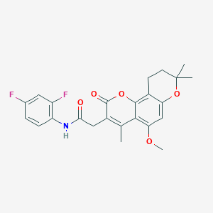 molecular formula C24H23F2NO5 B15174729 N-(2,4-difluorophenyl)-2-(5-methoxy-4,8,8-trimethyl-2-oxo-9,10-dihydro-2H,8H-pyrano[2,3-f]chromen-3-yl)acetamide 