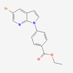 molecular formula C16H13BrN2O2 B15174840 Benzoic acid, 4-(5-bromo-1H-pyrrolo[2,3-b]pyridin-1-yl)-, ethyl ester 