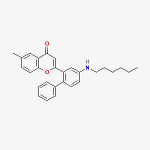 molecular formula C28H29NO2 B15175069 2-[4-(Hexylamino)[1,1'-biphenyl]-2-yl]-6-methyl-4H-1-benzopyran-4-one CAS No. 920286-88-0