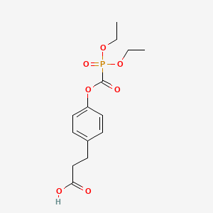 molecular formula C14H19O7P B15175588 Benzenepropanoic acid, 4-(((diethoxyphosphinyl)carbonyl)oxy)- CAS No. 72304-77-9