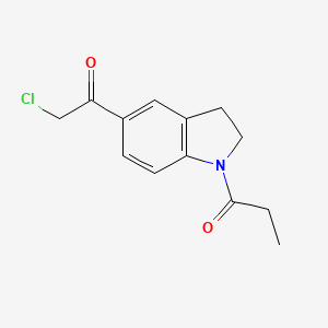 molecular formula C13H14ClNO2 B1517606 1-[5-(2-chloroacetyl)-2,3-dihydro-1H-indol-1-yl]propan-1-one CAS No. 1018660-58-6