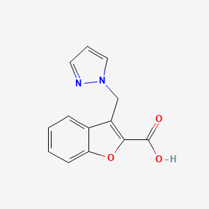 molecular formula C13H10N2O3 B1517632 3-(1H-pyrazol-1-ylmethyl)-1-benzofuran-2-carboxylic acid CAS No. 1152519-08-8