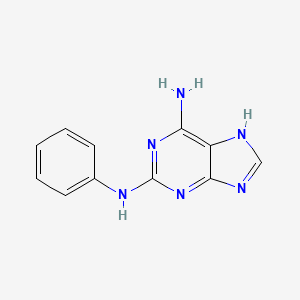 molecular formula C11H10N6 B15176344 9H-Purine-2,6-diamine, N2-phenyl- CAS No. 81613-41-4