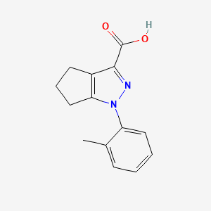 molecular formula C14H14N2O2 B1517761 1-(2-methylphenyl)-1H,4H,5H,6H-cyclopenta[c]pyrazole-3-carboxylic acid CAS No. 1099683-09-6