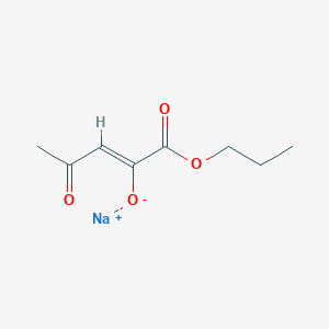 molecular formula C8H11O4.Na<br>C8H11NaO4 B15177610 Propyl 2,4-dioxovalerate, monosodium salt CAS No. 85392-52-5