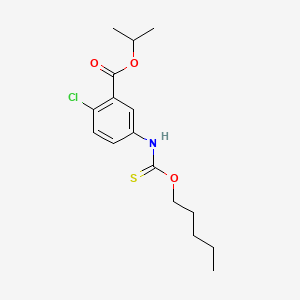 molecular formula C16H22ClNO3S B15178243 Benzoic acid, 2-chloro-5-(((pentyloxy)thioxomethyl)amino)-, 1-methylethyl ester CAS No. 135812-36-1