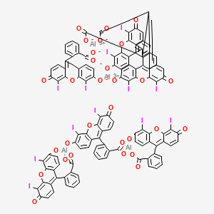 molecular formula C120H48Al4I12O30 B15178384 Dialuminium tris(2-(4,5-diiodo-6-oxido-3-oxo-xanthen-9-yl)benzoate) CAS No. 85068-75-3