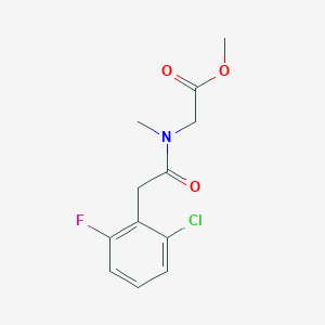 molecular formula C12H13ClFNO3 B1517844 methyl 2-[2-(2-chloro-6-fluorophenyl)-N-methylacetamido]acetate CAS No. 1156981-49-5