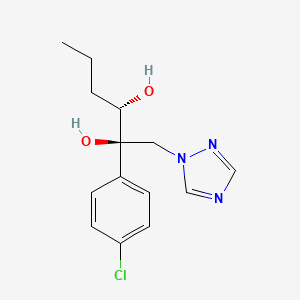 molecular formula C14H18ClN3O2 B15178469 2,3-Hexanediol, 2-(4-chlorophenyl)-1-(1H-1,2,4-triazol-1-yl)-, (2R,3S)- CAS No. 107659-61-0
