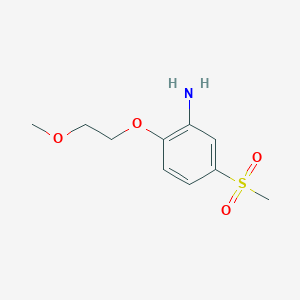 molecular formula C10H15NO4S B1517917 5-甲磺酰基-2-(2-甲氧基乙氧基)苯胺 CAS No. 1154235-68-3