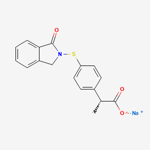 molecular formula C17H14NNaO3S B15179172 Sodium (-)-2-(4-(1,3-dihydro-1-oxo-2H-isoindol-2-ylthio)phenyl)propionate CAS No. 94237-38-4