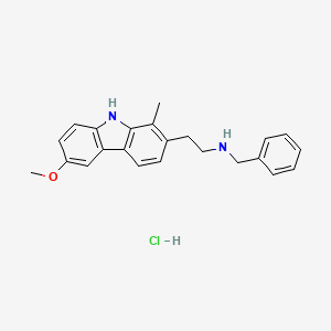molecular formula C23H25ClN2O B15179191 N-Benzyl-6-methoxy-1-methyl-9H-carbazole-2-ethylamine monohydrochloride CAS No. 93841-56-6