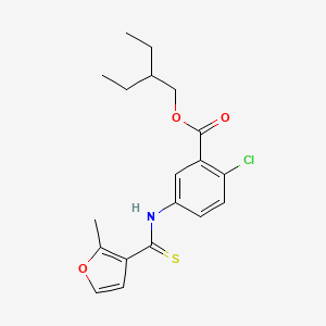 molecular formula C19H22ClNO3S B15179214 Benzoic acid, 2-chloro-5-(((2-methyl-3-furanyl)thioxomethyl)amino)-, 2-ethylbutyl ester CAS No. 178870-42-3