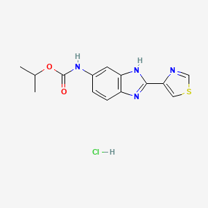 molecular formula C14H15ClN4O2S B15179302 Isopropyl (2-(thiazol-4-yl)-1H-benzimidazol-5-yl)carbamate monohydrochloride CAS No. 76345-76-1
