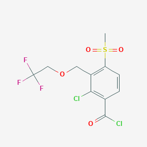 molecular formula C11H9Cl2F3O4S B15179318 Benzoyl chloride, 2-chloro-4-(methylsulfonyl)-3-[(2,2,2-trifluoroethoxy)methyl]- CAS No. 1118729-23-9