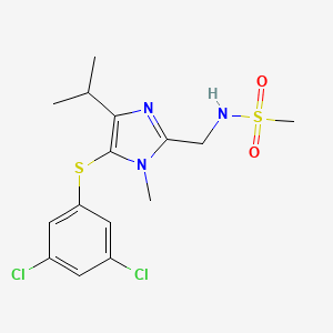 molecular formula C15H19Cl2N3O2S2 B15179440 5-(3,5-Dichlorophenylthio)-4-isopropyl-2-methanesulfonylaminomethyl-1-methyl-1H-imidazole CAS No. 178979-78-7