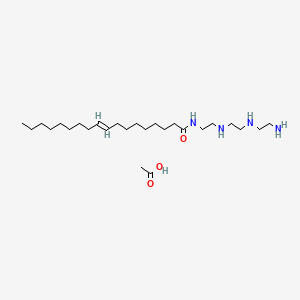 molecular formula C24H50N4O.C2H4O2<br>C26H54N4O3 B15179591 N-[2-[[2-[(2-Aminoethyl)amino]ethyl]amino]ethyl]octadec-9-enamide monoacetate CAS No. 93942-09-7
