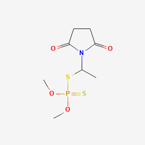 molecular formula C8H14NO4PS2 B15179738 Phosphorodithioic acid, S-(1-(2,5-dioxo-1-pyrrolidinyl)ethyl) O,O-dimethyl ester CAS No. 19812-02-3