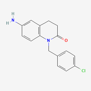 molecular formula C16H15ClN2O B1517983 6-Amino-1-[(4-chlorophenyl)methyl]-1,2,3,4-tetrahydroquinolin-2-one CAS No. 1153515-25-3