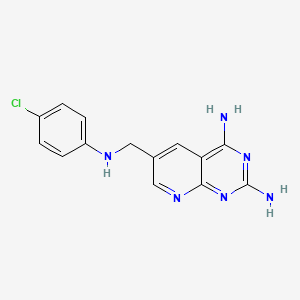 molecular formula C14H13ClN6 B15179908 Pyrido(2,3-d)pyrimidine-2,4-diamine, 6-(((4-chlorophenyl)amino)methyl)- CAS No. 174655-07-3