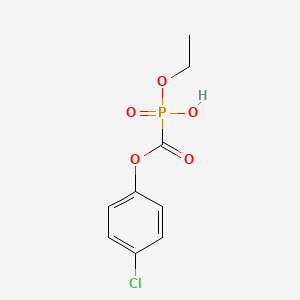 molecular formula C9H10ClO5P B15179921 Phosphinecarboxylic acid, ethoxyhydroxy-, 4-chlorophenyl ester, oxide CAS No. 83877-30-9