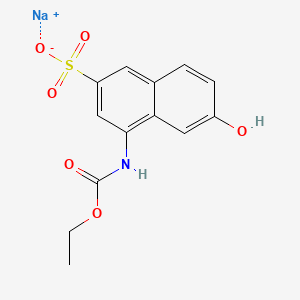 molecular formula C13H12NNaO6S B15180182 4-((Ethoxycarbonyl)amino)-6-hydroxynaphthalene-2-sulphonic acid, sodium salt CAS No. 94232-31-2