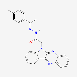 molecular formula C25H21N5O B15180186 6H-Indolo(2,3-b)quinoxaline-6-acetic acid, (1-(4-methylphenyl)ethylidene)hydrazide CAS No. 116989-97-0