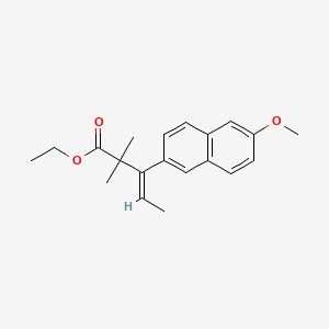 molecular formula C20H24O3 B15180319 Ethyl beta-ethylidene-6-methoxy-alpha,alpha-dimethylnaphthalene-2-propionate CAS No. 85536-82-9