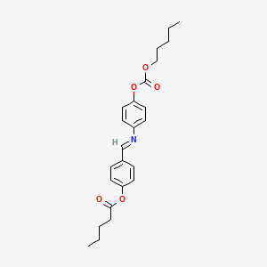 molecular formula C24H29NO5 B15180393 Pentanoic acid, 4-[[[4-[[(pentyloxy)carbonyl]oxy]phenyl]imino]methyl]phenyl ester CAS No. 50261-59-1