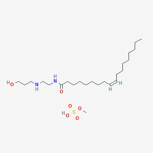 molecular formula C23H46N2O2.CH4O4S<br>C24H50N2O6S B15180728 N-(2-((2-Hydroxyethyl)methylamino)ethyl)oleamide methyl sulphate CAS No. 82799-37-9