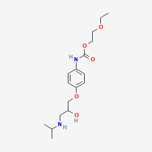 molecular formula C17H28N2O5 B15180790 Carbamic acid, (4-(2-hydroxy-3-((1-methylethyl)amino)propoxy)phenyl)-, 2-ethoxyethyl ester CAS No. 83263-69-8