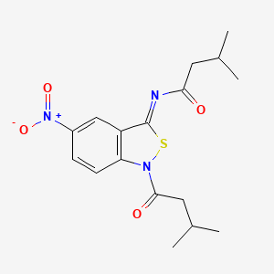 molecular formula C17H21N3O4S B15180890 3-Methyl-N-(1-(3-methyl-1-oxobutyl)-5-nitro-2,1-benzisothiazol-3(1H)-ylidene)butanamide CAS No. 106532-67-6