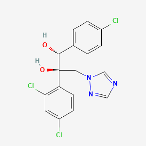 molecular formula C17H14Cl3N3O2 B15180912 1,2-Propanediol, 1-(4-chlorophenyl)-2-(2,4-dichlorophenyl)-3-(1H-1,2,4-triazol-1-yl)-, (1R,2R)- CAS No. 107741-30-0