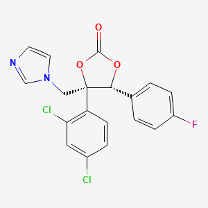 molecular formula C19H13Cl2FN2O3 B15181037 1,3-Dioxolan-2-one, 4-(2,4-dichlorophenyl)-5-(4-fluorophenyl)-4-(1H-imidazol-1-ylmethyl)-, (4S,5R)- CAS No. 107679-94-7