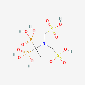 molecular formula C4H13NO12P2S2 B15181072 ((1,1-Diphosphonoethyl)imino)bis(methanesulphonic) acid CAS No. 84196-11-2
