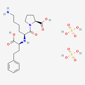molecular formula C21H35N3O13S2 B15181105 (S)-1-(N2-(1-Carboxy-3-phenylpropyl)-L-lysyl)-L-proline disulphate CAS No. 82009-35-6