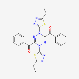 molecular formula C24H20N8O2S2 B15181177 Methanone, (1,4-dihydro-1,4-bis(5-ethyl-1,3,4-thiadiazol-2-yl)-1,2,4,5-tetrazine-3,6-diyl)bis(phenyl- CAS No. 85811-00-3