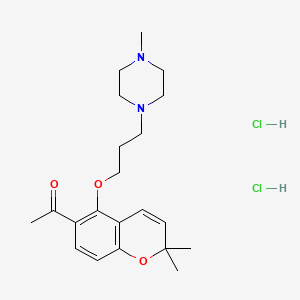 molecular formula C21H32Cl2N2O3 B15181197 Ethanone, 1-(2,2-dimethyl-5-(3-(4-methyl-1-piperazinyl)propoxy)-2H-benzopyran-6-yl)-, dihydrochloride CAS No. 148711-88-0